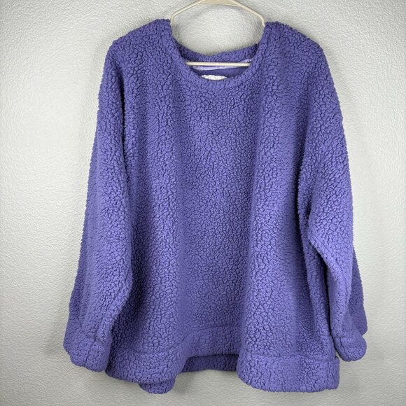 Muk Luk Purple Sherpa Crewneck Sweater - Picture 1 of 4